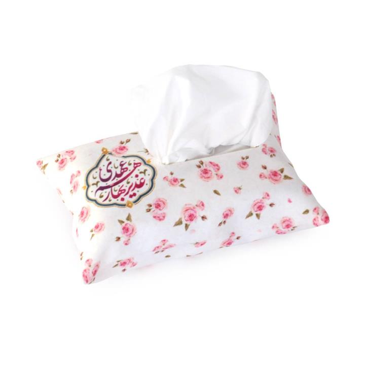 جا دستمال کاغذی مخمل با شعار غدیر بهار هم عهدی طرح گل